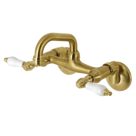 Kingston Brass KS512SB Two-Handle Wall Mount Bar Faucet, Brushed Brass KS512SB